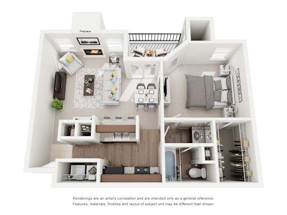 Redwood 1 Bed 1 Bath 684-to738 Sq. Ft. Floor Plans at Woodland Hills, Irving, TX, 75062
