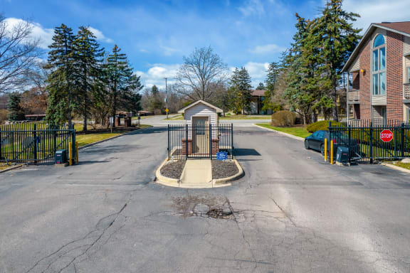gated entrance to The Addison at Southfield apartments in Southfield, MI