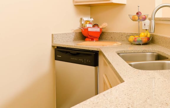 a kitchen with a dishwasher sink and counter top