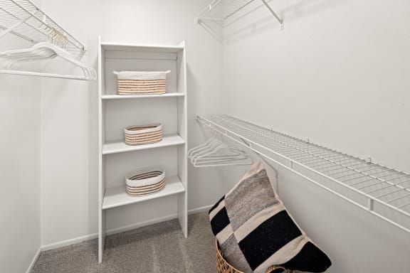 a walk in closet in a 555 waverly unit