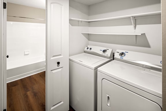 a washer and dryer in a laundry room