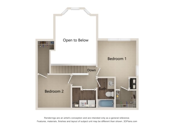 a floor plan of a studio apartment with a bedroom and a living room