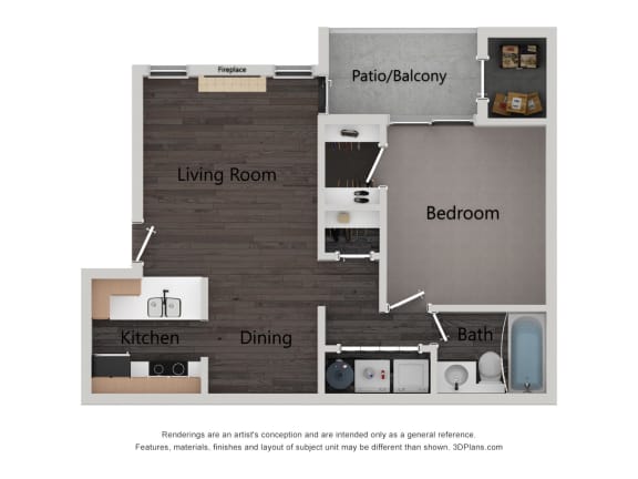 this is a 3d floor plan of a living room and a bedroom