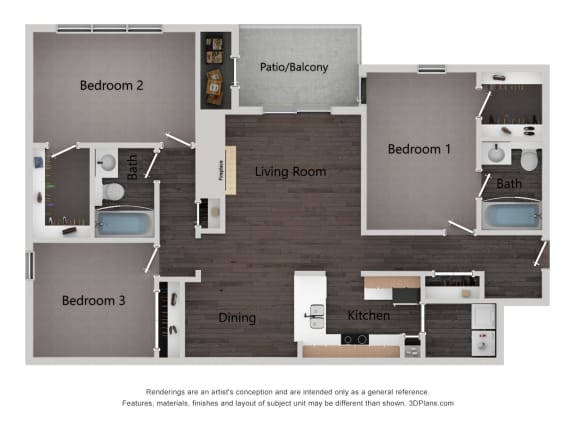 this is a 3d floor plan of a 2100 sq ft