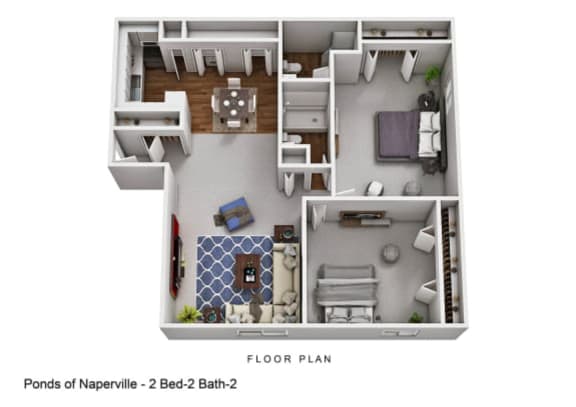 a floor plan of a 2 bed 2 bath apartment