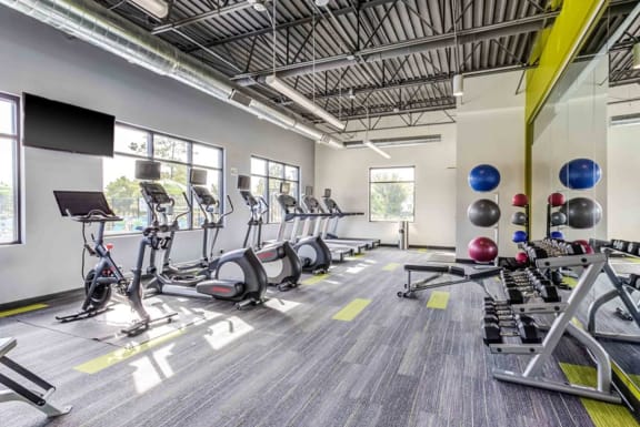 the gym at the residences at silver hill in suitland, md