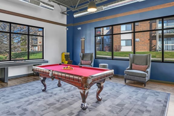 our apartments offer a clubhouse with a pool table