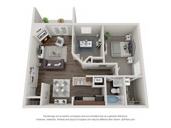 Floor Plan  2Bd1Ba WILLOW Floor Plans at Brookdale on the Park, Naperville, IL, 60563