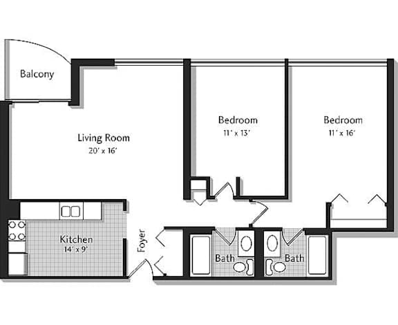 A black and white image of a house floor plan.