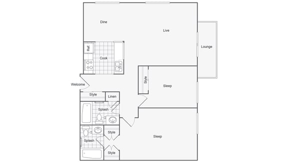 The Bennington&#x27;s Ten 30 two bedroom apartment floor plan
