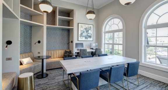 Clubhouse Redesign with Tech Banquettes at The MilTon Luxury Apartments, Vernon Hills