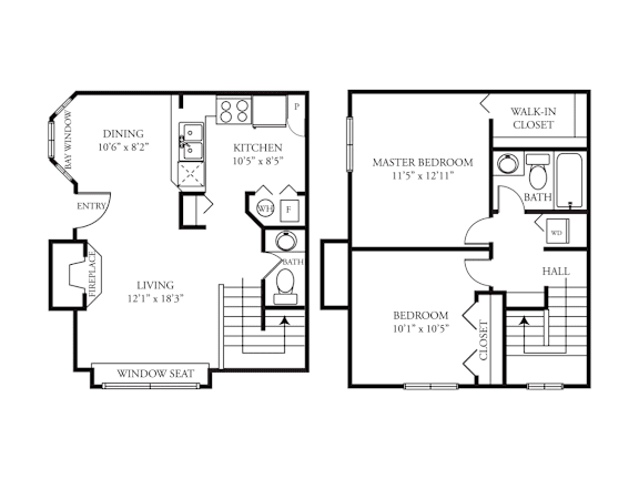 A floor plan of a house with a living room, dining room, kitchen, and two bedrooms.