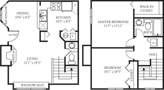 Green Trails Tudor two bedroom apartment floor plan
