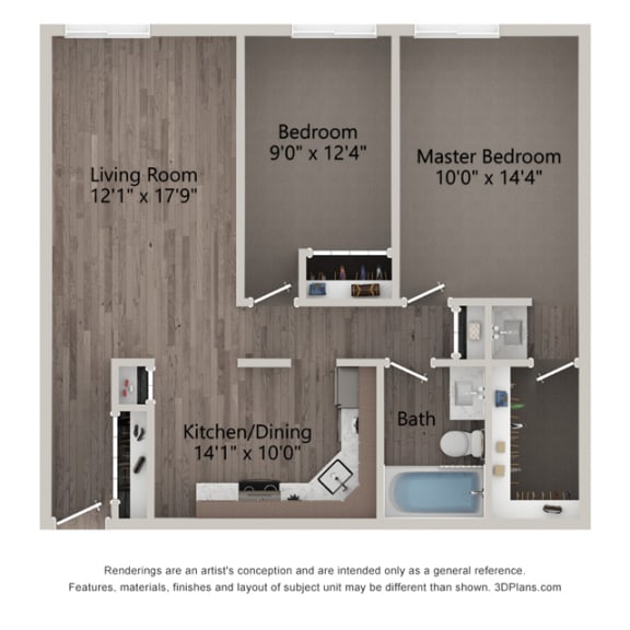Floor Plan  Magnolia Two Bedroom Floor plan at Willow Crossing, Elk Grove Village, IL 60007