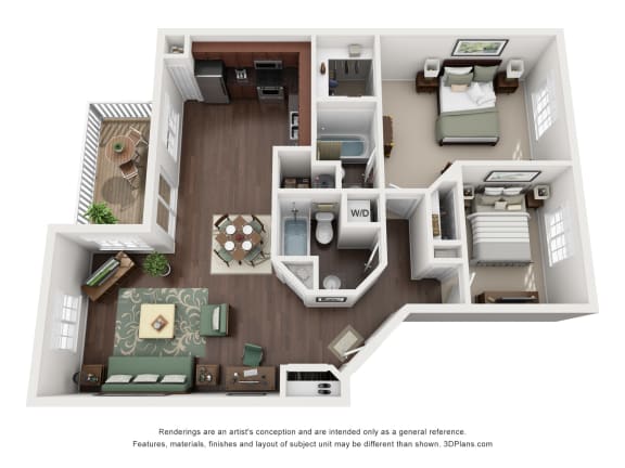 Briar two bedroom apartment floor plan at Windbrooke Crossing