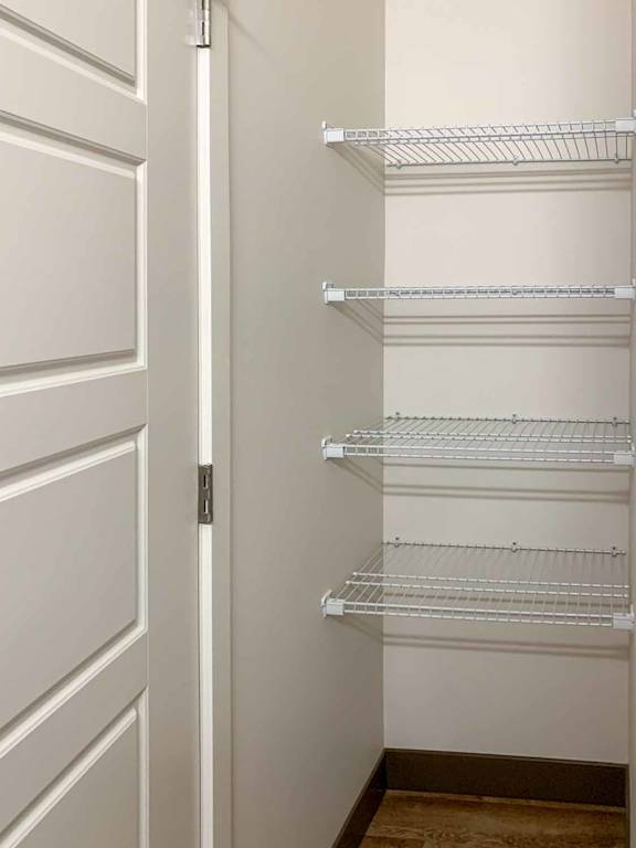 built in storage shelves in the bathroom