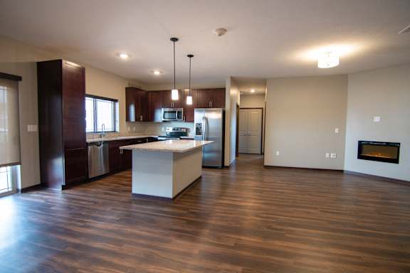 Large living space and kitchen at 360 at Jordan West