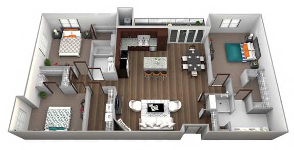 Woodland D1 floor plan at 360 at Jordan West best new apartments West Des Moines IA 50266