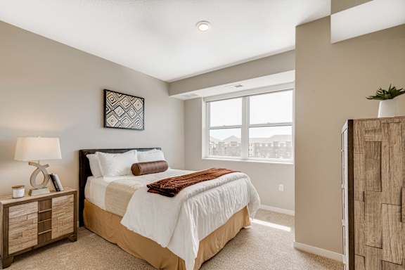 Large bedroom with walk in closet in 2 bedroom apartment for rent at Ascend at Woodbury best apartments Woodbury MN 55129