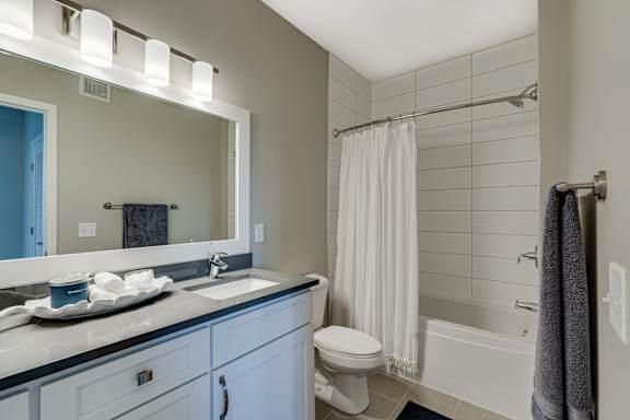 double sink bathroom in premium white finish style apartment