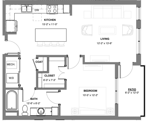1 bedroom floor plan