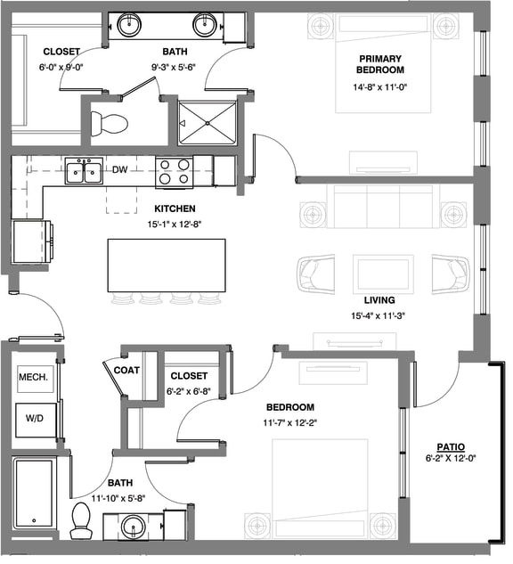 Canyon two bedroom apartment floor plan