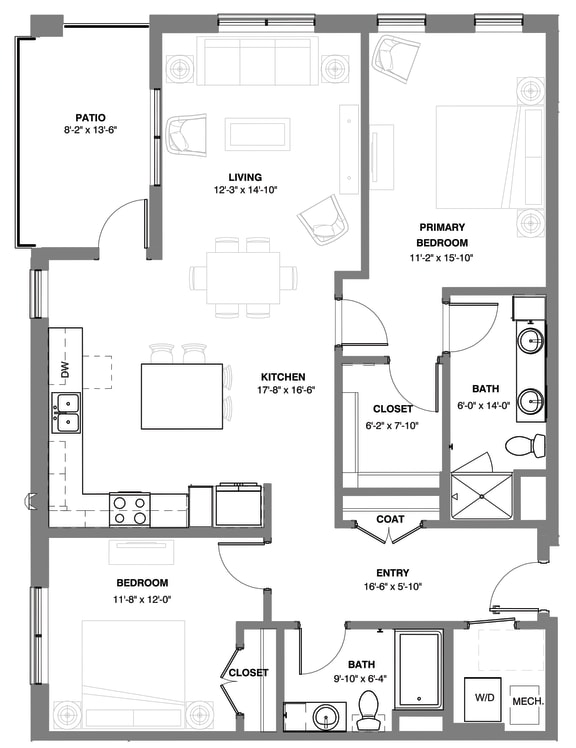 Forest two bedroom apartment floor plan