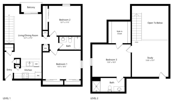the 3-bedroom Seward floorplan at the Fountain Glen Apartments in North Lincoln, NE