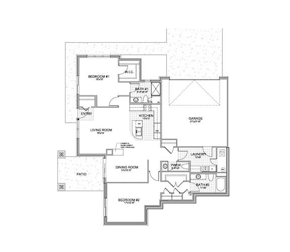 the 2-bedroom Wright townhome floorplan at Grand Legacy in West Omaha, NE