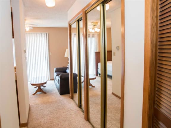 hallway and living space at Capitol View Apartments in Lincoln Nebraska