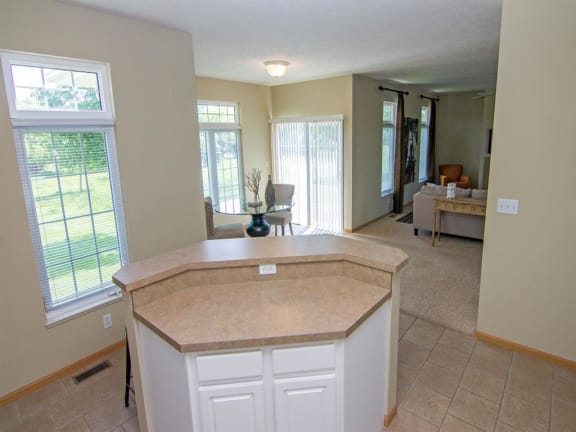 View from Kitchen of Dining Room and Living Room at Cascade Pines Duplex Homes in Lincoln NE