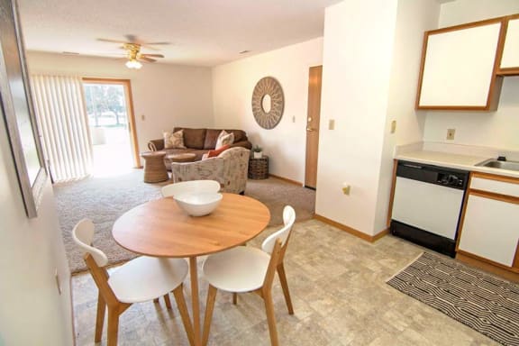 Northridge Heights Apartments Living Area with Breakfast bar in Lincoln NE