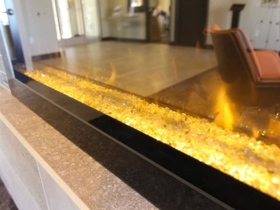 Modern fireplace at The Flats at 84 in southeast Lincoln NE 68516