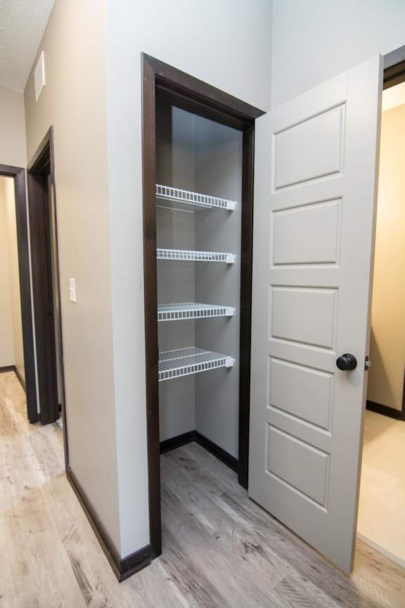 Narrow pantry with shelving