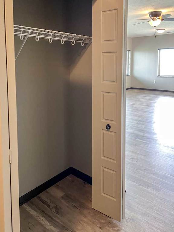 a double door coat closet at the top of the entryway stairs