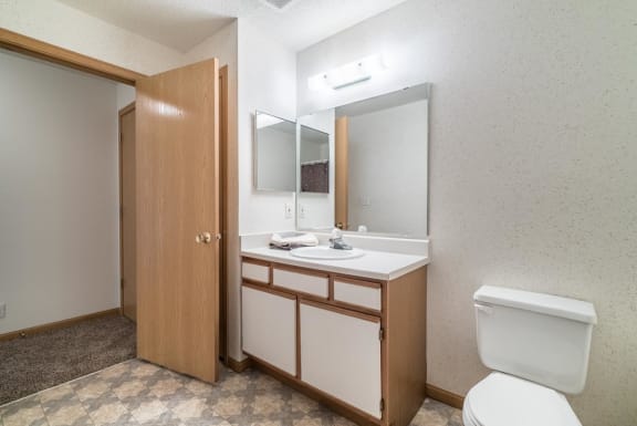 a bathroom with a toilet sink and a mirror