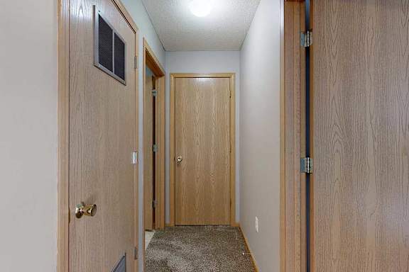 a hallway with a doors