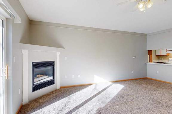 living room with a fireplace