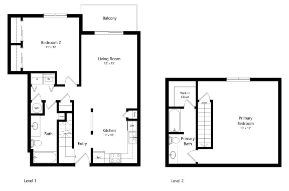 2-bed Evergreen floorplan at Northridge Heights Apartments in Lincoln, NE