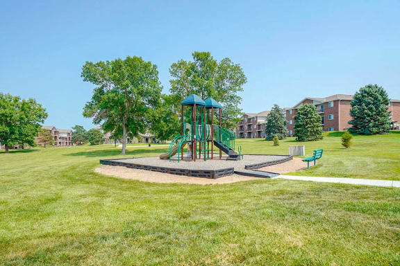 Children's playground with climbing structures
