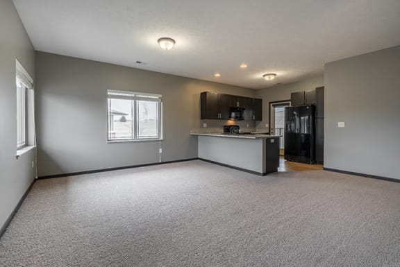 Large living space with abundant natural light at the Villas of Omaha at Butler Ridge in Omaha Nebraska