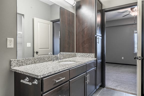 Bathroom vanity with tons of cabinet and linen storage
