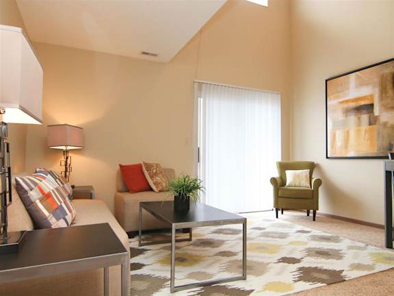 wonderful living room at Pine Lake Heights Apartments in Lincoln Nebraska