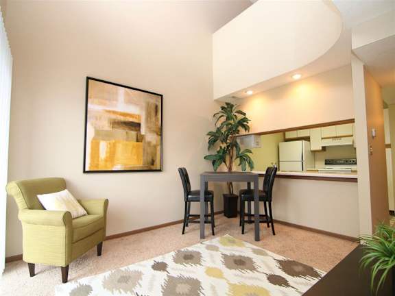 dining space at Pine Lake Heights Apartments in Lincoln Nebraska