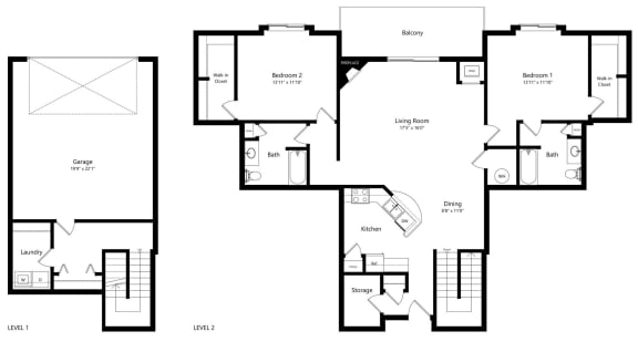 Pinebrook - The 2-bed Reservoir Floorplan the 2-bedroom Reservoir floorplan at Pinebrook apartments in Lincoln, NE