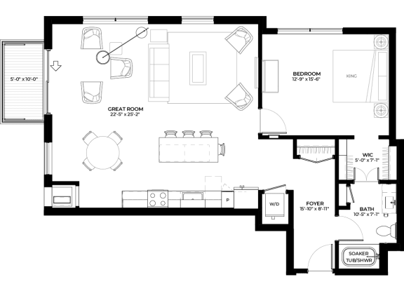 Birch floor plan with 1 bedroom and 1 bathroom at The Rowan luxury residences in Eagan MN 55122