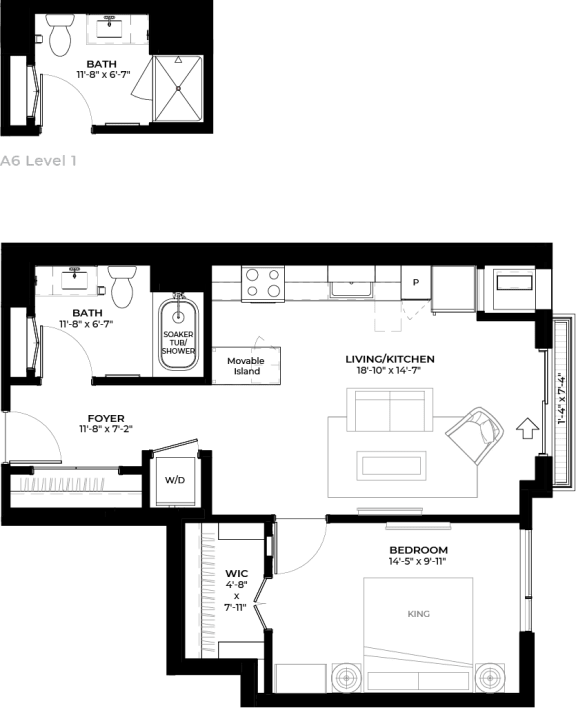 Chestnut floor plan with 1 bedroom and 1 bathroom at The Rowan luxury residences in Eagan MN 55122