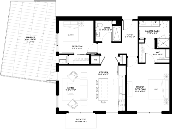 Cedar floor plan with 2 bedrooms and 2 bathrooms at The Rowan luxury residences in Eagan MN 55122