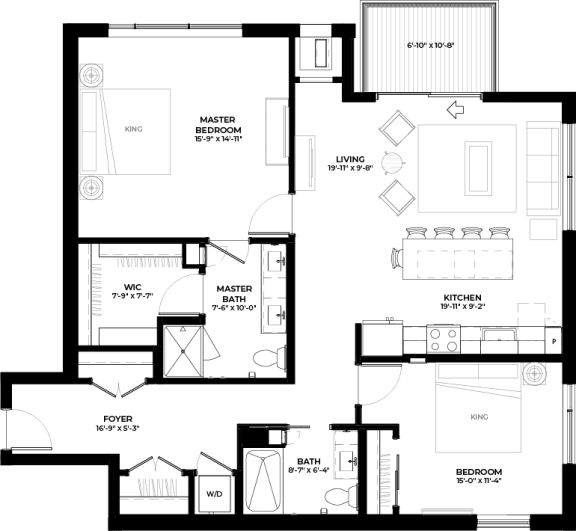 the 2-bedroom, 2-bathroom Fraser floorplan at The Rowan in Eagan, MN
