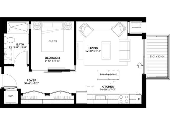 Pear studio floor plan at The Rowan luxury residences in Eagan MN 55122